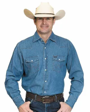Wrangler Work Western Shirt- Stonewash Big & Tall
